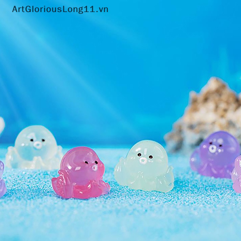 Set 1 / 5 Tượng Bạch Tuộc Hoạt Hình Mini Bằng Nhựa Resin Dạ Quang Trang Trí Bảng Điều Khiển Xe Hơi DIY