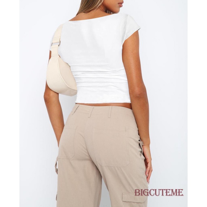 Áo Croptop Tay Ngắn Màu Sắc Thời Trang Mùa Hè Xinh Xắn Cho Nữ