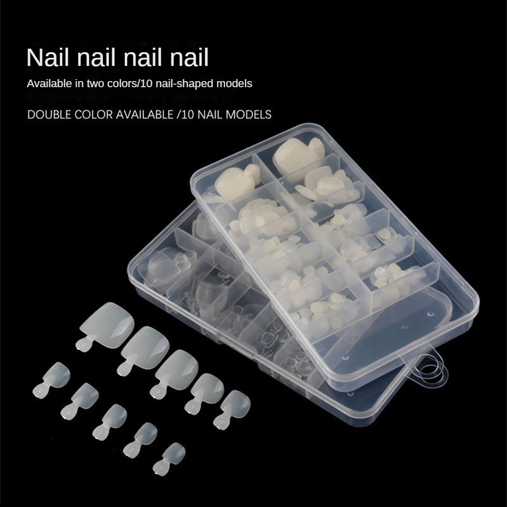 Bộ 100 Móng Chân Giả Hình Viên Thuốc Bằng Acrylic Toàn Diện