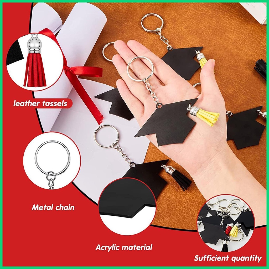 Set 24 Móc Khóa Acrylic Hình Nón Tốt Nghiệp Phối Tua Rua Cho Nam jiwvn