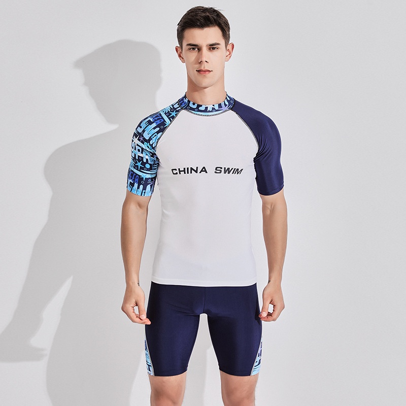 Deukio Bộ Đồ Bơi Nam Ngắn Tay Cổ Tròn Thời Trang