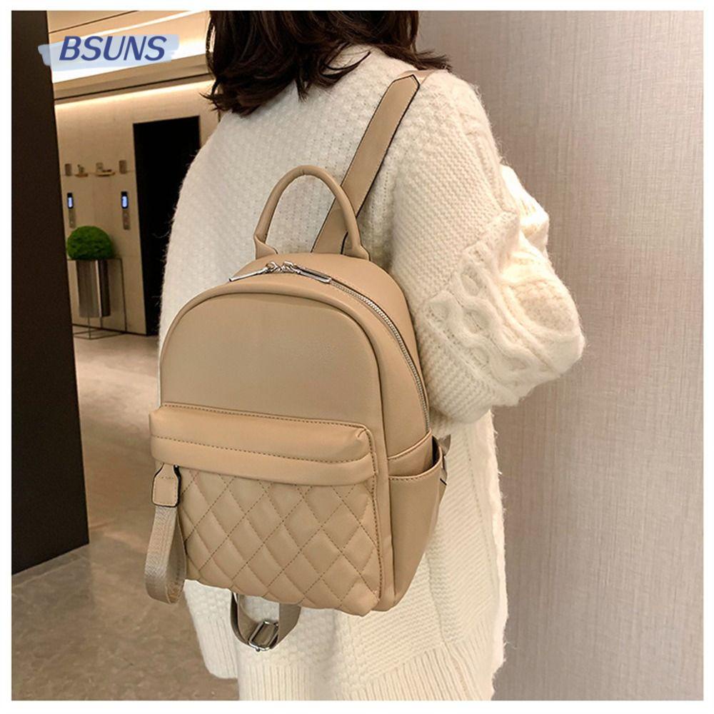 BSUNS Ba Lô Da PU Sức Chứa Lớn Thêu Họa Tiết Thời Trang Đa Năng Cho Nữ