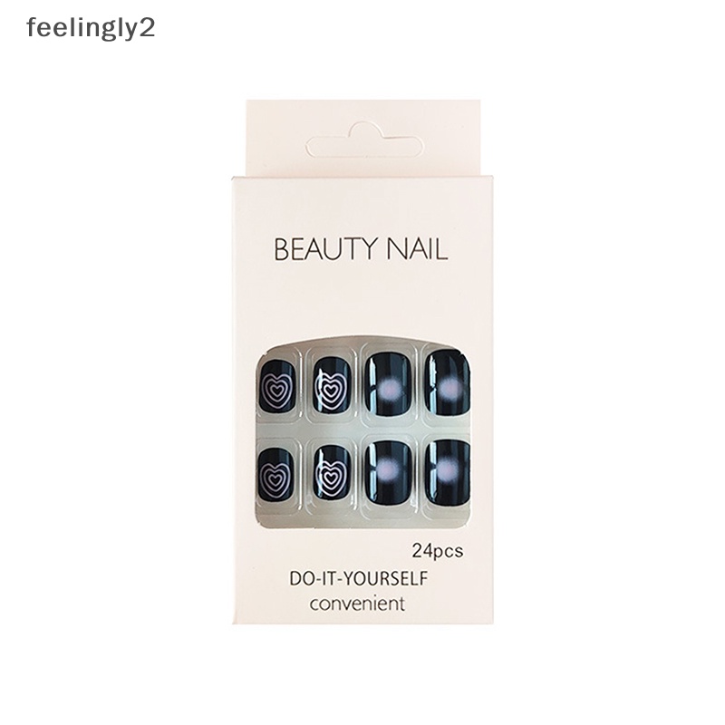 Bộ 24 Móng Tay Giả Phủ Toàn Diện Chống Nước Không Đường May Tháo Rời Được Kèm Phụ Kiện