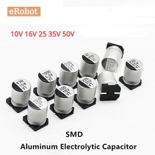 100 chiếc 10v 16v 25 35v 50v smd nhôm điện phân tụ 220uf 330uf 470uf 1000uf