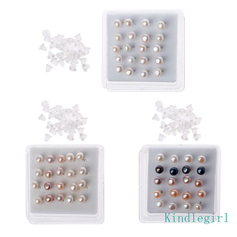 Set 10 Đôi Bông Tai Bạc 4mm Đính Hạt Ngọc Trai Giả Màu Trắng Thời Trang Hàng Ngày