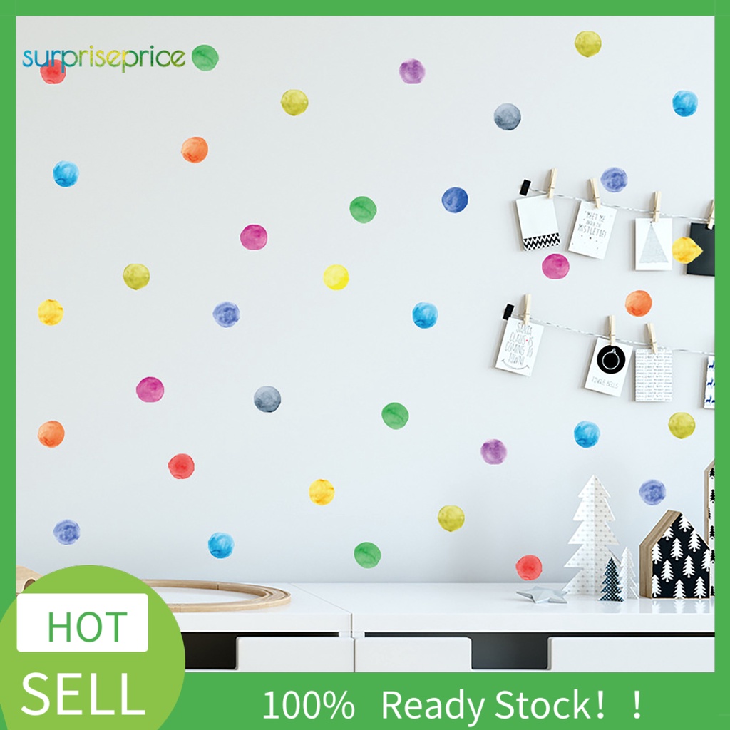 Miếng Dán Tường Chấm Bi Bằng PVC Màu Nước Độc Đáo Trang Trí Nhà Cửa DIY