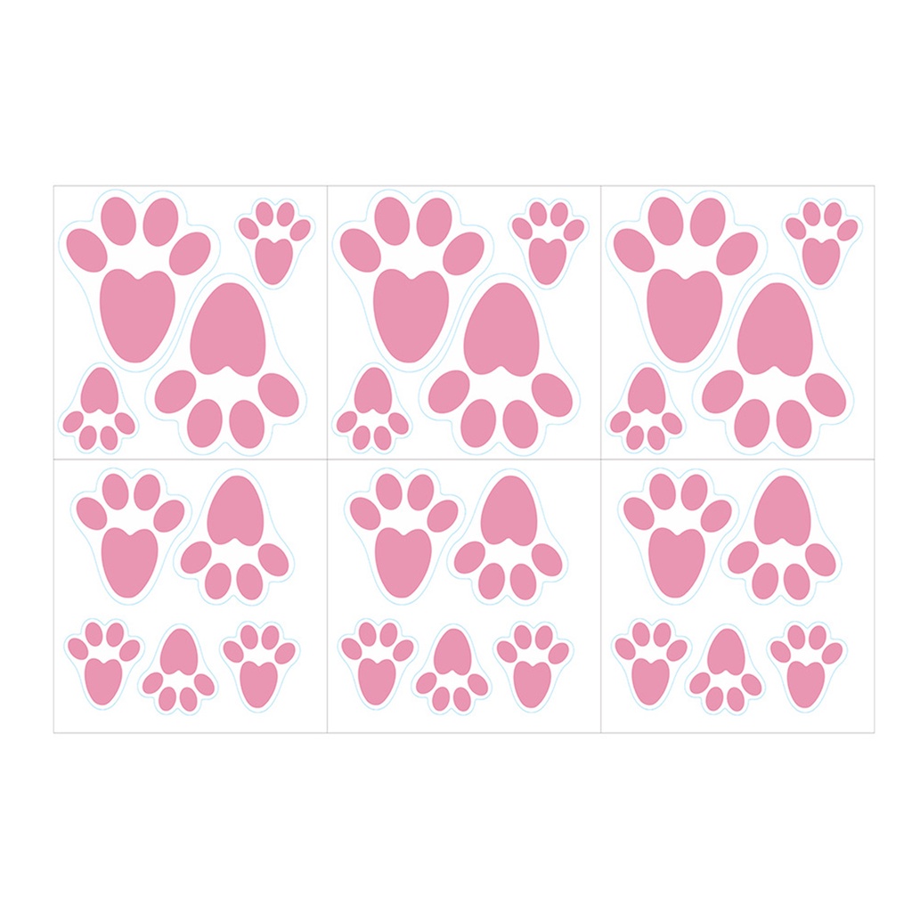 Set 6 Miếng Dán Tường / Sàn Nhà Hình Dấu Chân Thỏ Phục Sinh Độc Đáo Trang Trí Nhà Cửa