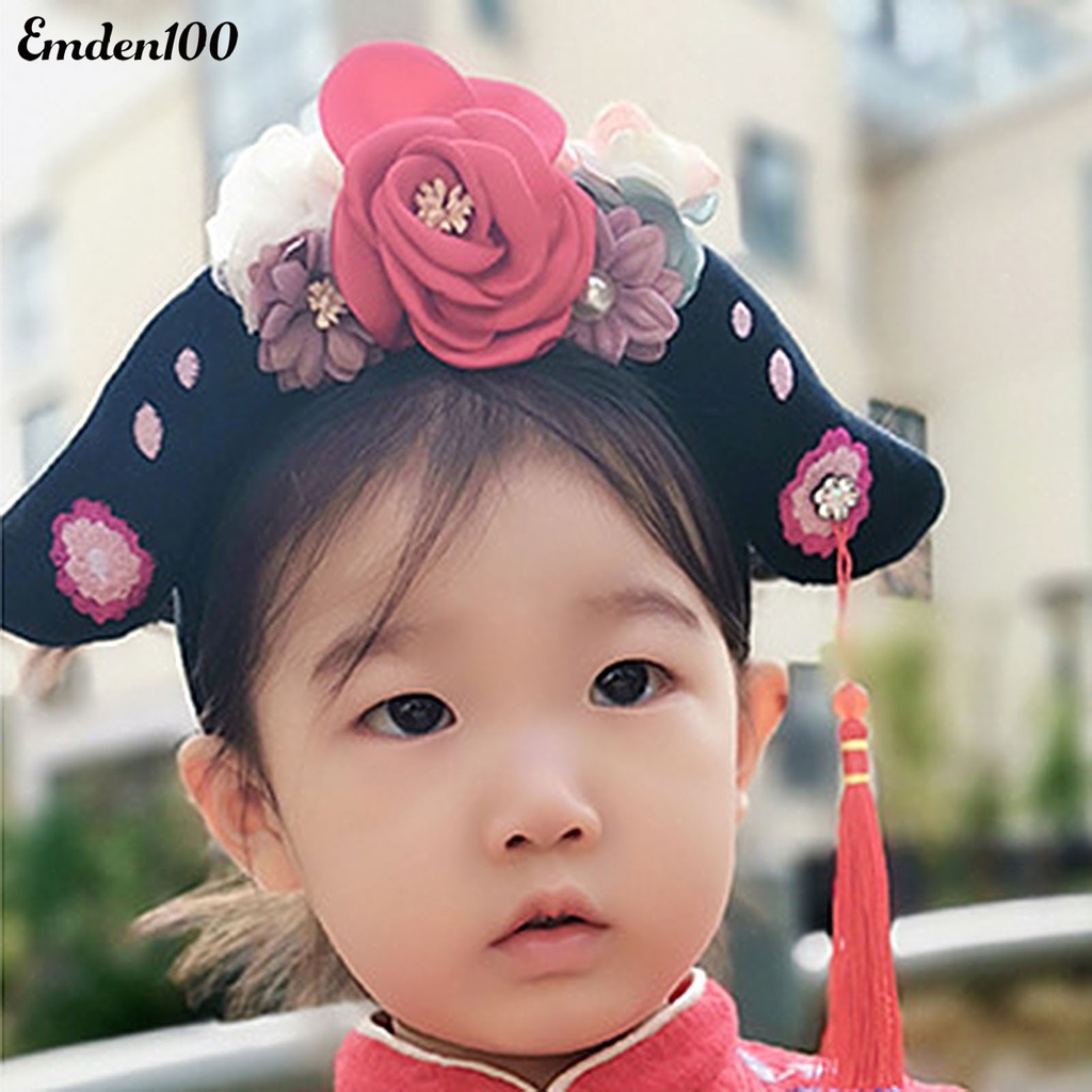 Băng Đô Cài Tóc Đính Hoa Tua Rua Hóa Trang Công Chúa Trung Hoa Cổ Điển