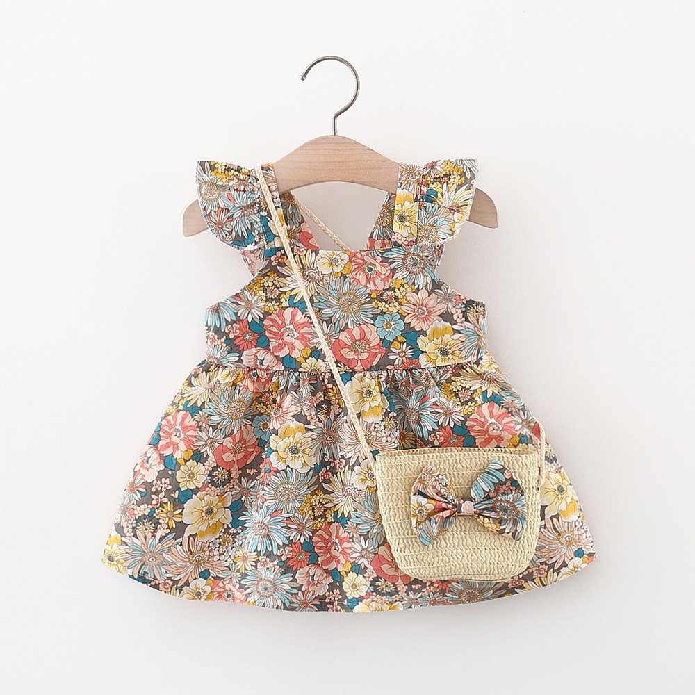 Đầm Công Chúa Mùa Hè Bằng Cotton Tay Bay In Hoa Mẫu Mới 2023 Dành Cho Bé Gái