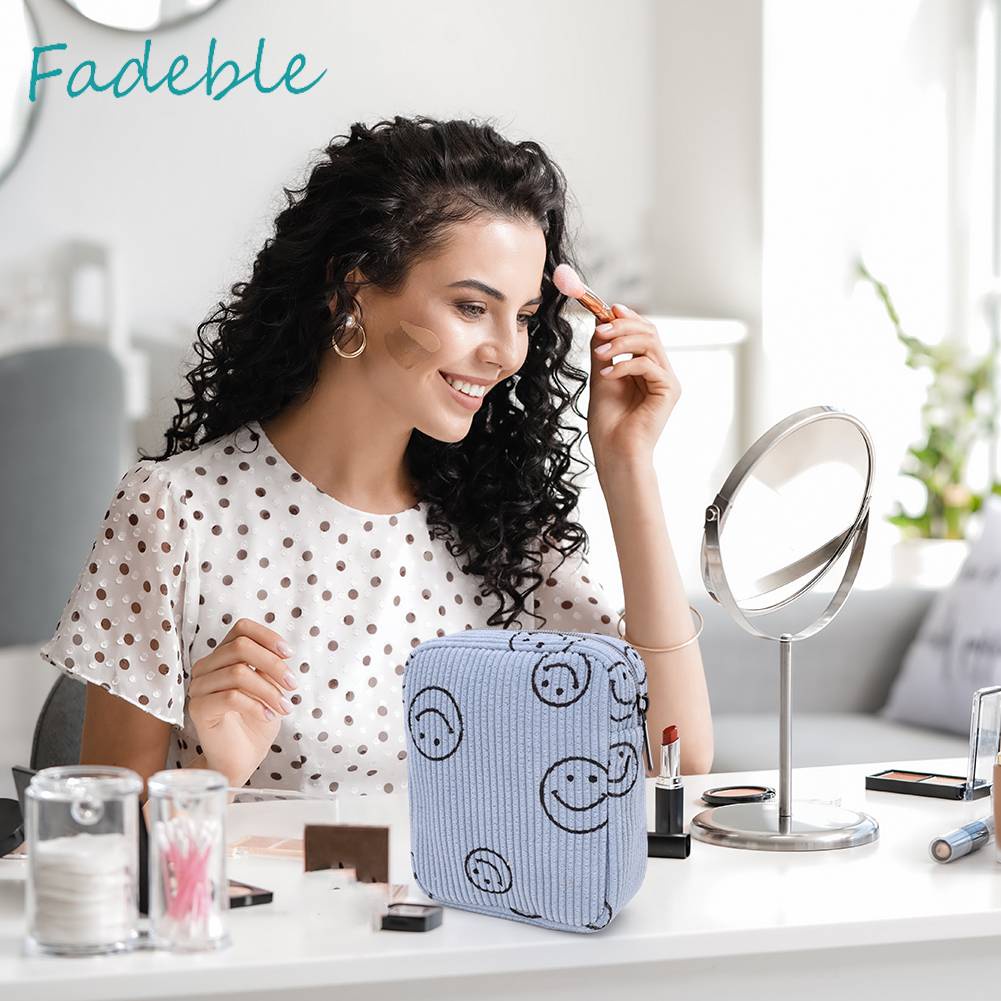 Túi Đựng Mỹ Phẩm Đa Năng Hình Mặt Cười Có Khóa Kéo Tiện Dụng Mang Theo Du Lịch