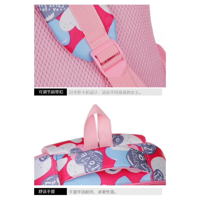 Ba Lô Đi Học In Họa Tiết Trái Tim Xinh Xắn Dành Cho Bé Lớp 1-6