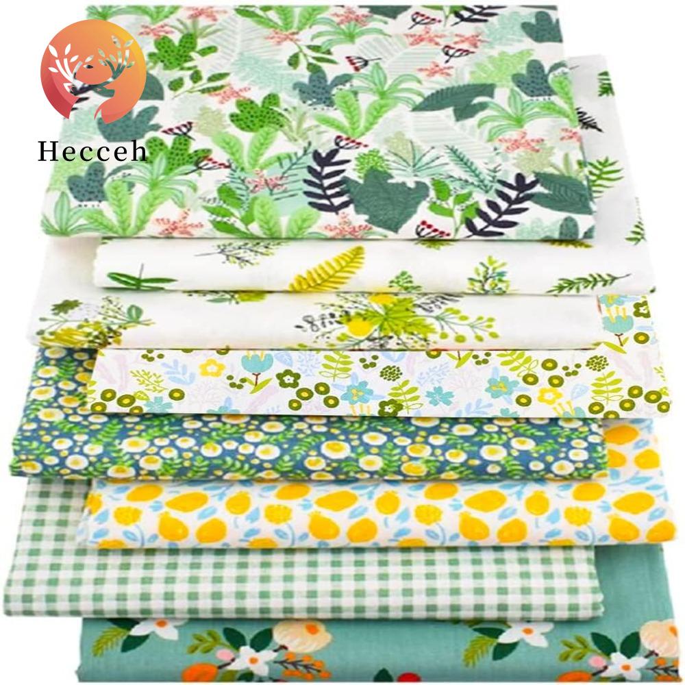 HECCEH Vải Cotton 50 * 50cm Họa Tiết Hoa Lá Màu Xanh Lá
