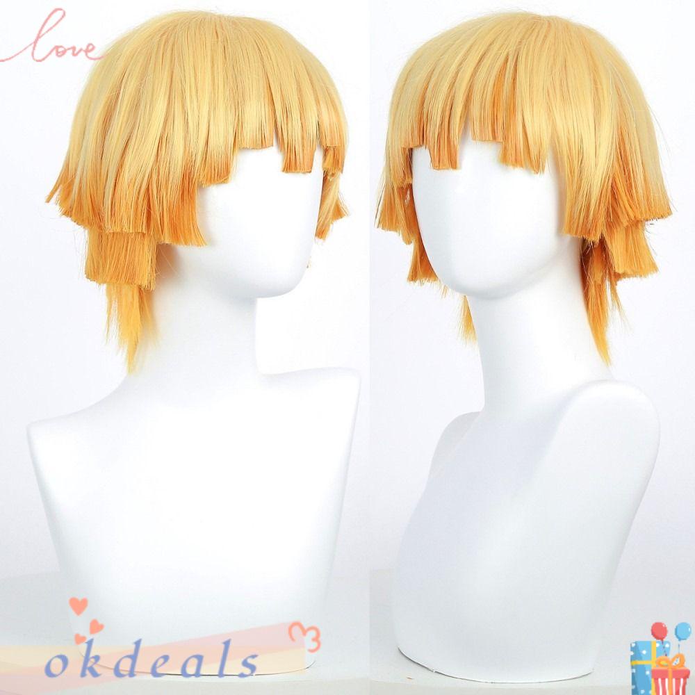 OKDEALS Tóc Giả Màu Vàng Hóa Trang Nhân Vật Anime Demon Slayer