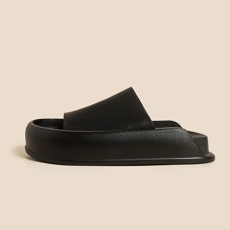 Duoya Tóc Thẳng ~ [Hàng Có Sẵn] Dép Da Mềm Dày Hở Ngón Đi Biển Thiết Kế Đơn Giản Hợp Thời Trang Cho Nữ Miễn Phí Vận Chuyển