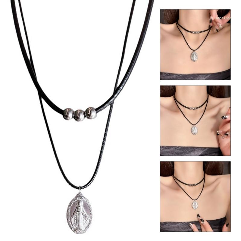 Vòng Cổ Dây Da Hai Lớp Đính Hạt Thời Trang