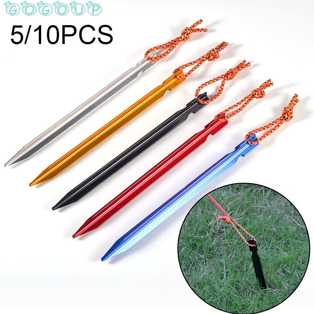 GOGOUP Set 5 / 10 Cọc Giăng Lều Hình Tam Giác Siêu Nhẹ 18cm Bằng Hợp Kim Nhôm