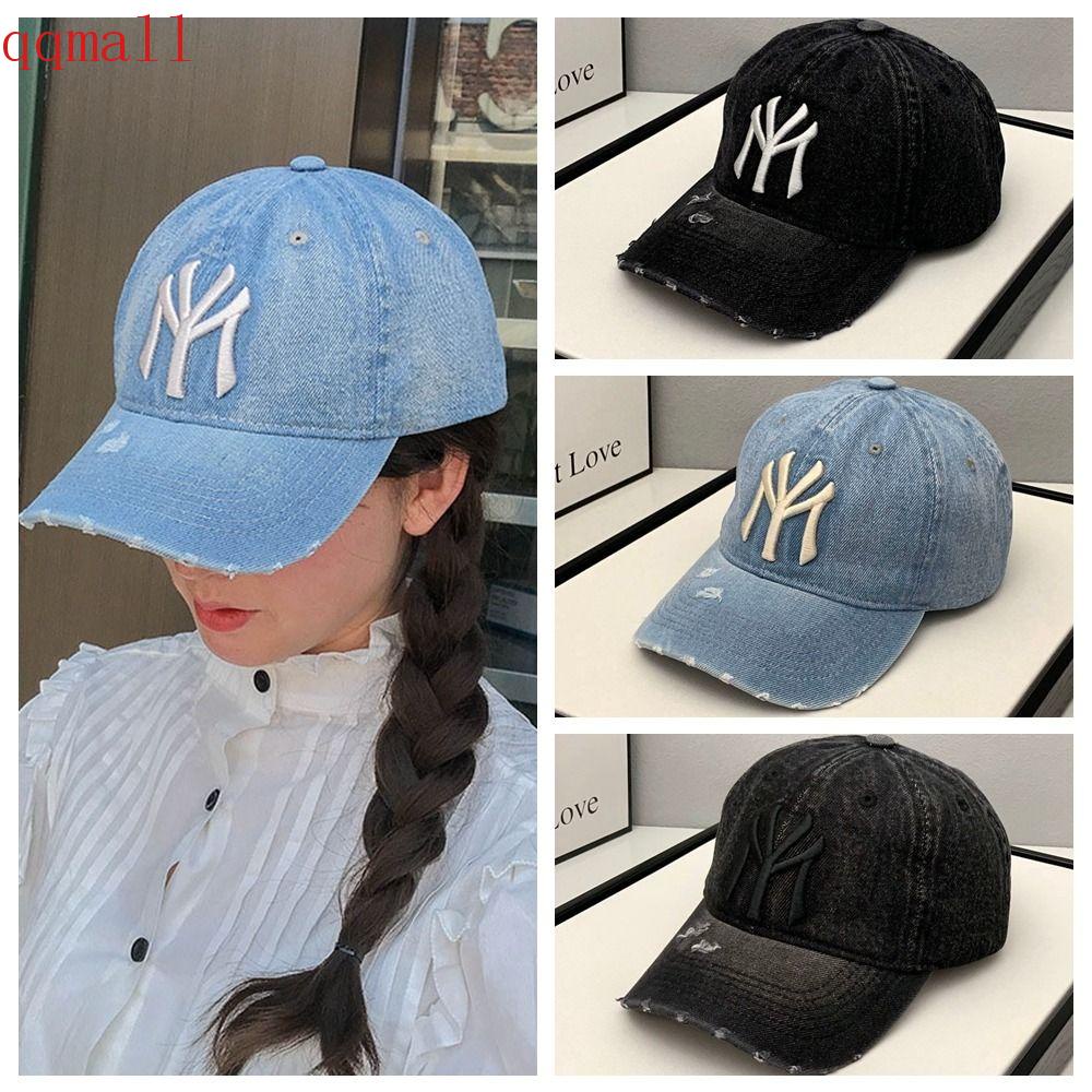 QQMALL Mũ Lưỡi Trai Denim Thêu Chữ Y2k Thời Trang Cho Nam