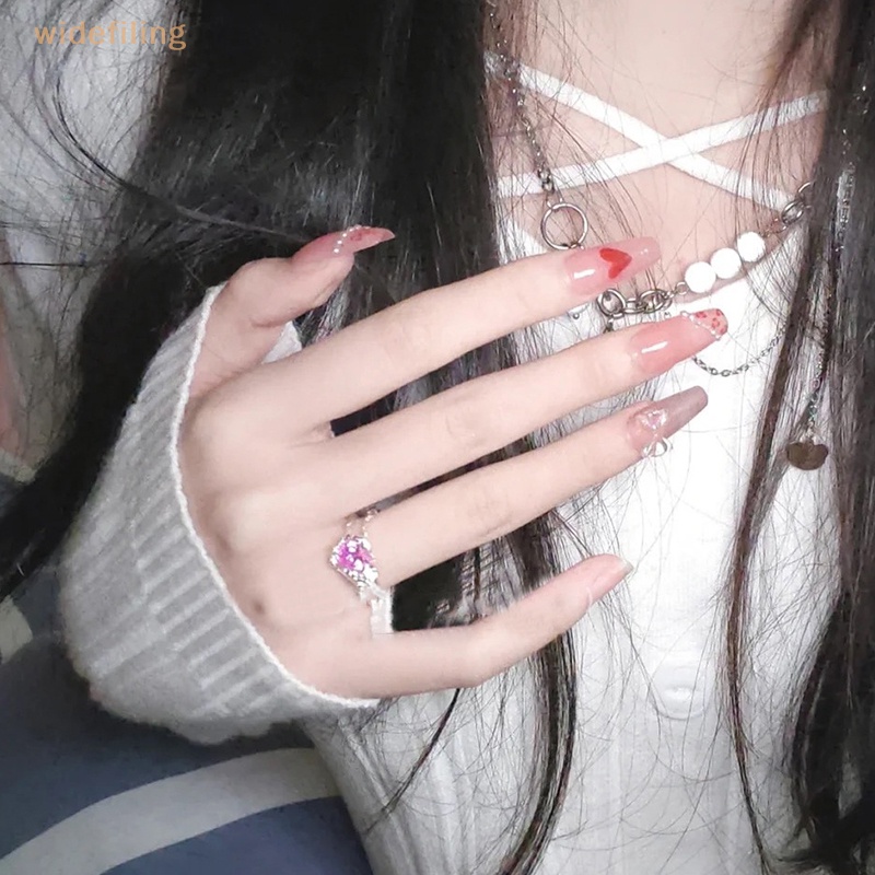 Nhẫn Hở Hai Lớp Đính Đá Zircon Màu Hồng Thời Trang Cho Nữ