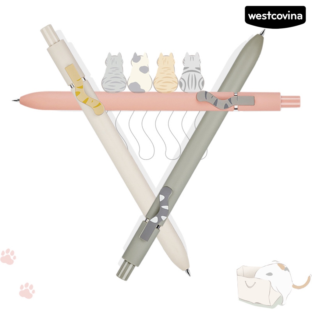 [WSTN]✎Set 4 Bút Mực Gel Ngòi 0.5mm Hình Mèo Hoạt Hình Dễ Thương
