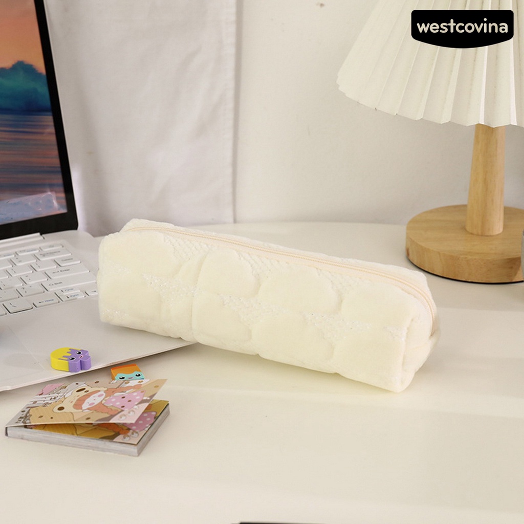 [WSTN] [WSTN]✎Túi Đựng Bút Cầm Tay Bằng Vải Bông Sức Chứa Lớn Có Khóa Kéo In Họa Tiết Đám Mây Dễ Thương