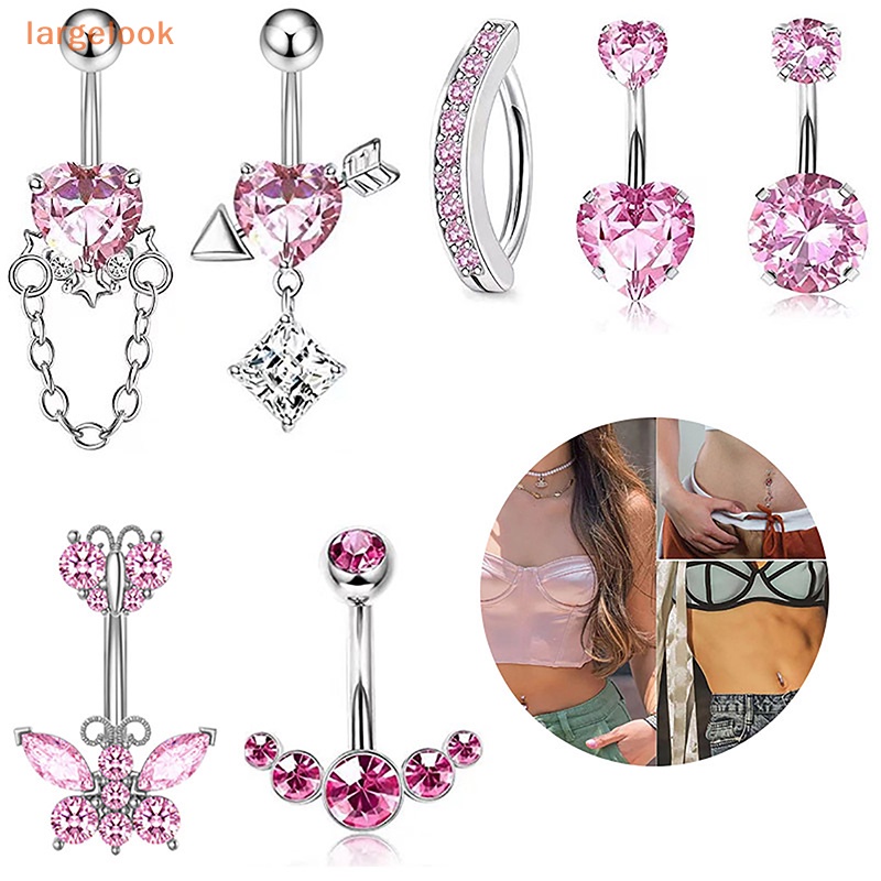 Khuyên Rốn Hình Bướm / Trái Tim Đính Đá Bằng Thép Không Gỉ Chất Lượng Cao Quyến Rũ Cho Nữ