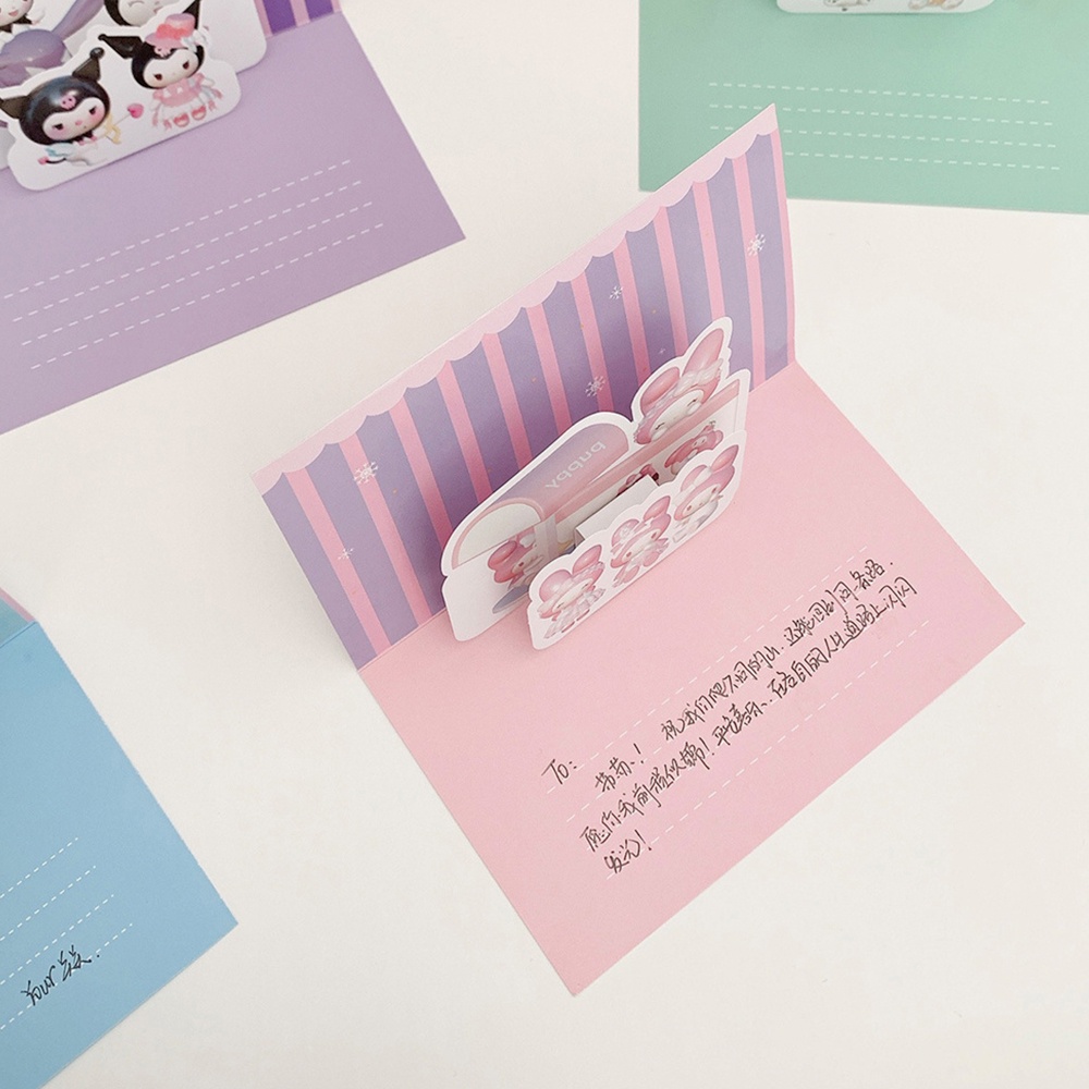 Thiệp Nổi 3D In Hình Kuromi My Melody Cinnamon Đáng Yêu