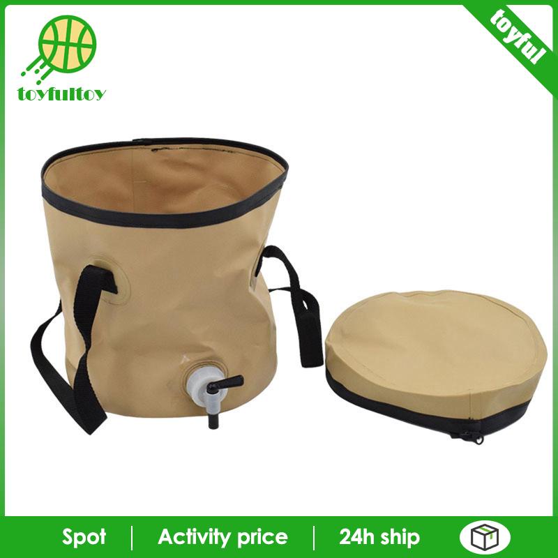 Xô Đựng Nước Có Tay Cầm Và Nắp Đậy Có Thể Gấp Gọn Tiện Dụng Mang Theo Du Lịch Cắm Trại