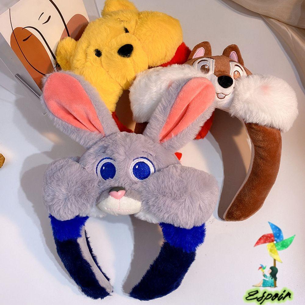 ESPO Băng Đô Cài Tóc Hình Gấu Pooh / Stitch / Dâu Tây Nhồi Bông Dễ Thương Cho Nữ