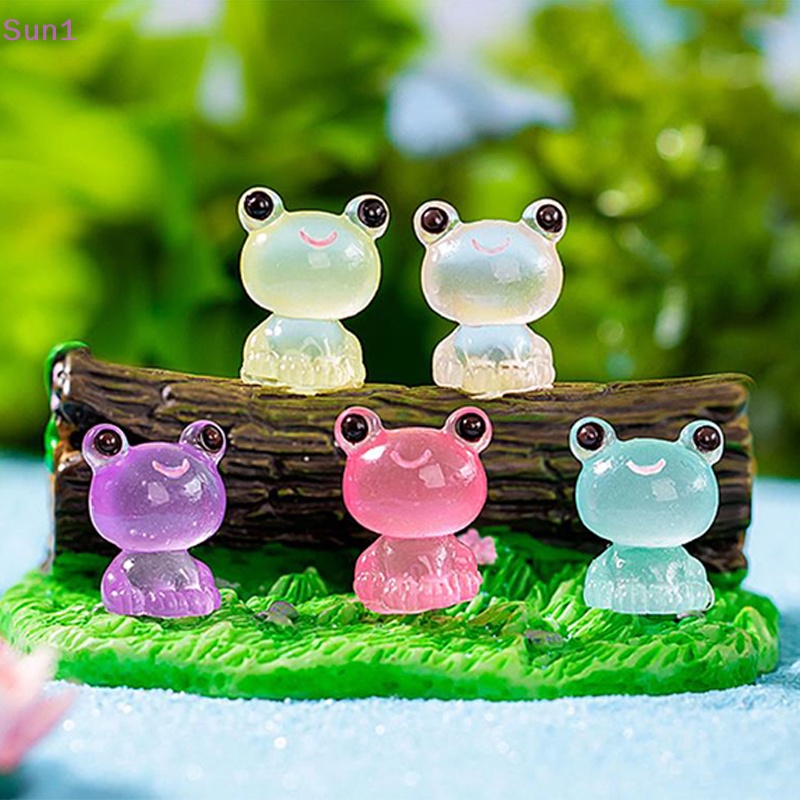 Set 5 Chú Ếch Mini Bằng Nhựa Resin Dạ Quang Trang Trí Tiểu Cảnh / Xe Hơi