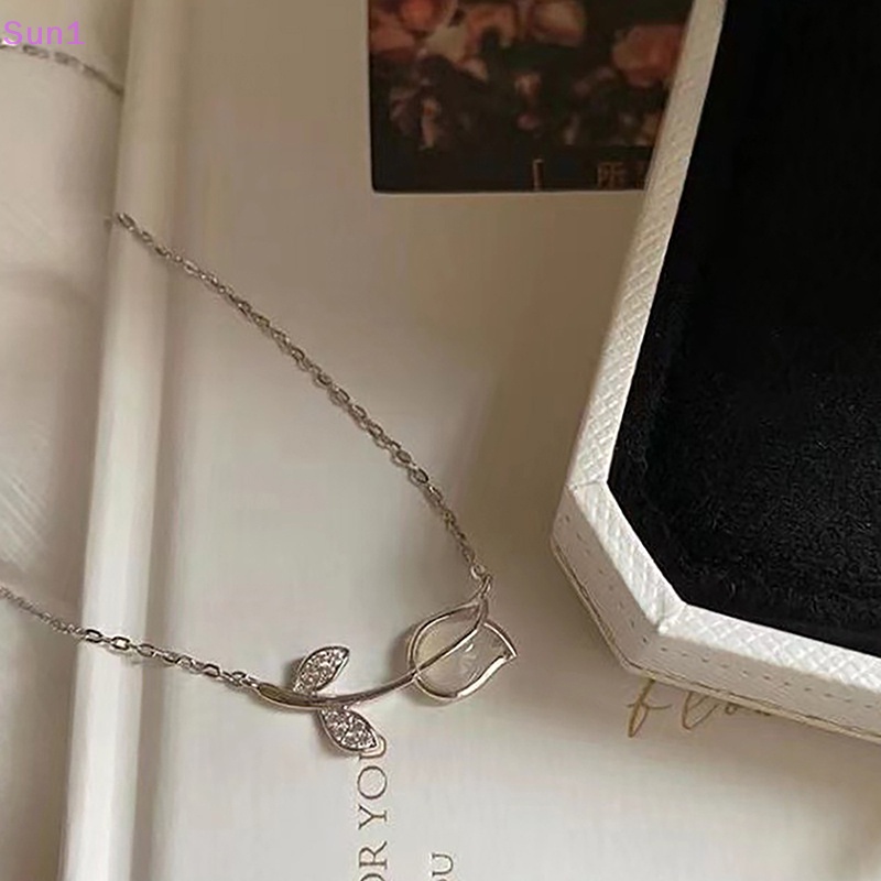 Sun1 &gt; Vòng Cổ Chuỗi Xích Hình Hoa Tulip Nhỏ Màu Sáng Đơn Giản Cá Tính Thời Trang Cho Nữ