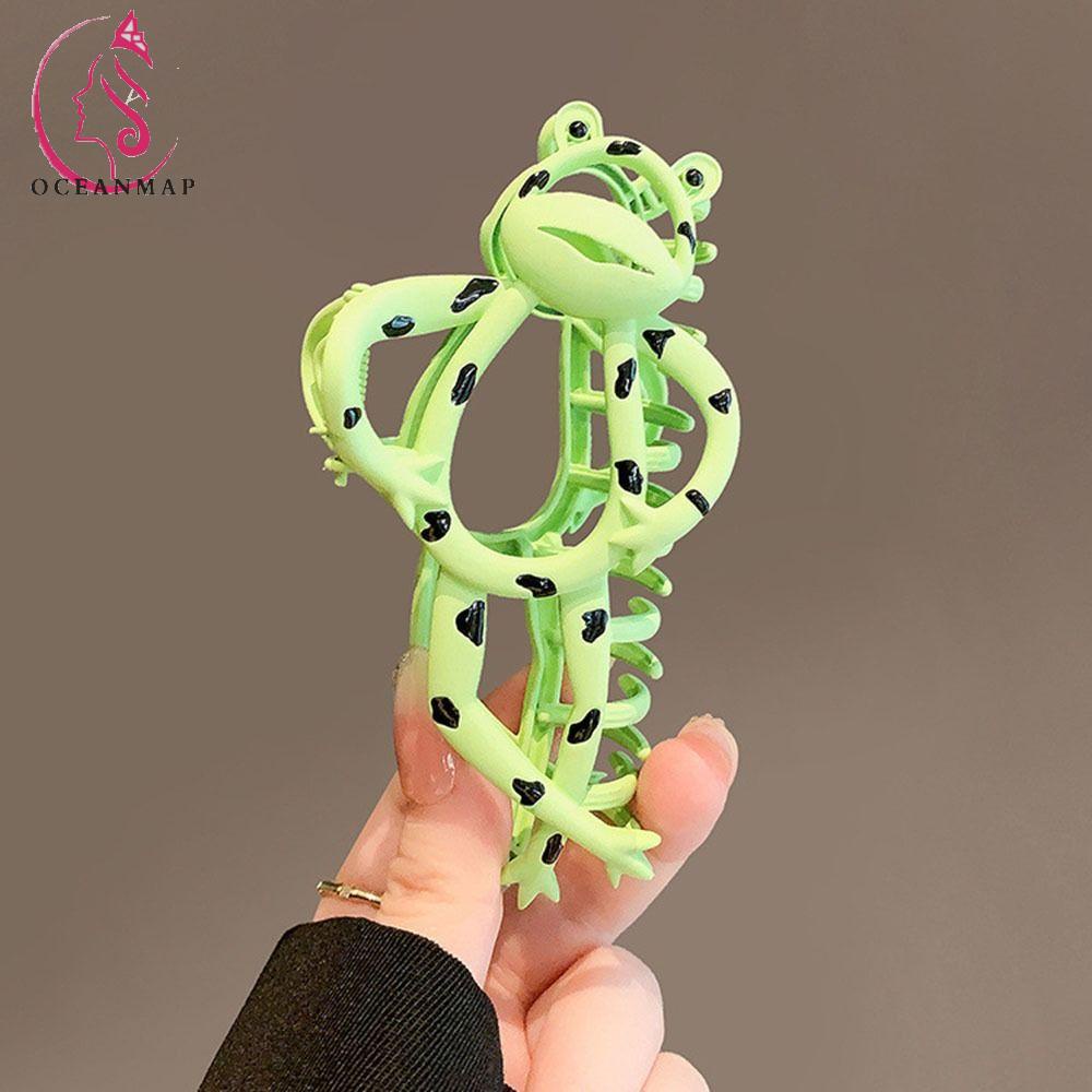OCEANMAP Kẹp Tóc Móng Vuốt Ếch Bằng Hợp Kim Màu Xanh Lá Cây Vui Nhộn Phong Cách Hàn Quốc Dành Cho Bạn Gái
