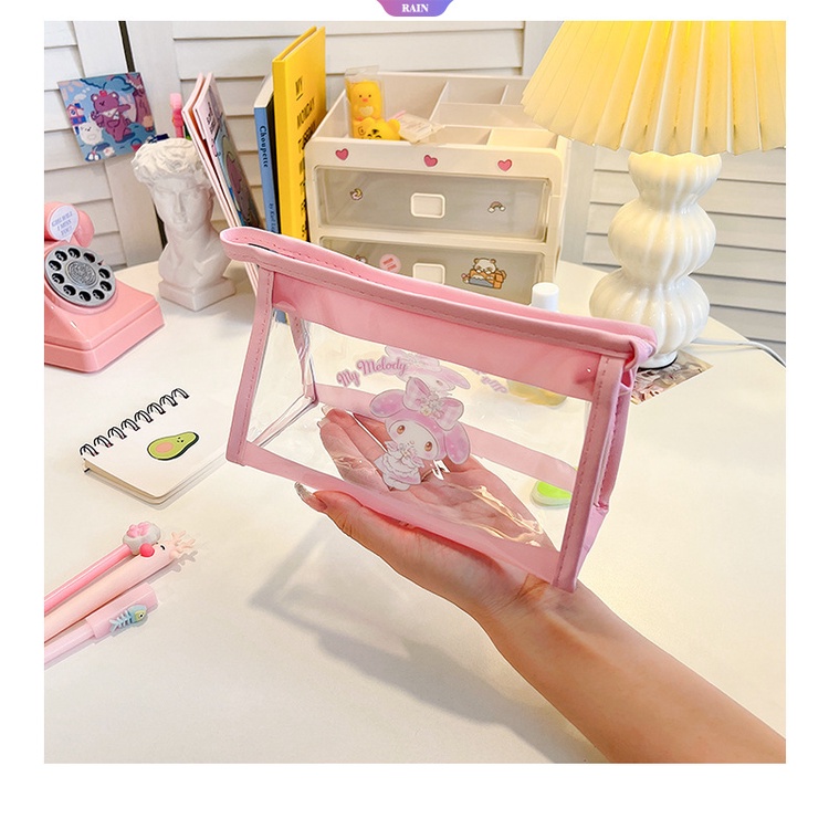 1 Túi Đựng Bút Bằng PVC Trong Suốt Hình Cinnamoroll Kuromi My Melody Dễ Thương