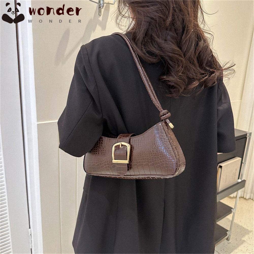 WONDER Túi Đeo Vai / Kẹp Nách Bằng Da PU Màu Trơn Sức Chứa Lớn Nhỏ Gọn Cho Nữ