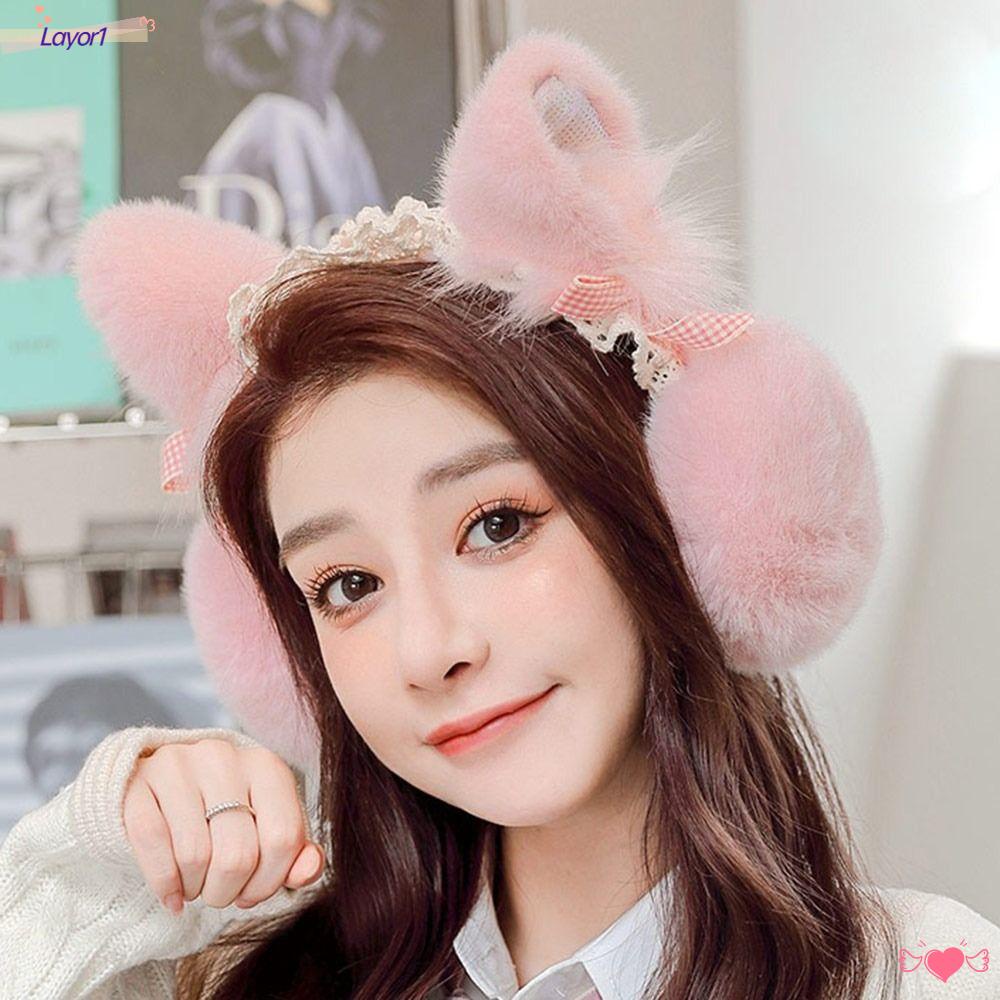 LAYOR1 Chụp Tai Giữ Ấm Mùa Đông Kiểu Dáng Dễ Thương