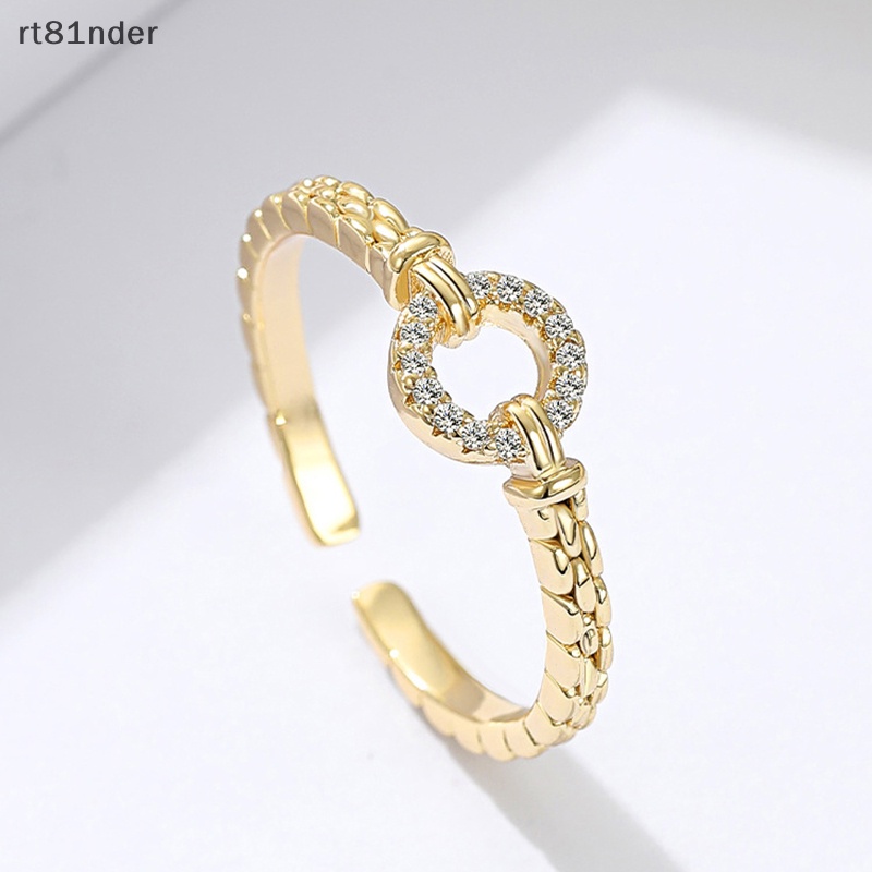Rt Nhẫn Tròn Hở Bằng Hợp Kim Đính Đá Zircon Lấp Lánh Có Thể Điều Chỉnh Thời Trang Cho Nữ