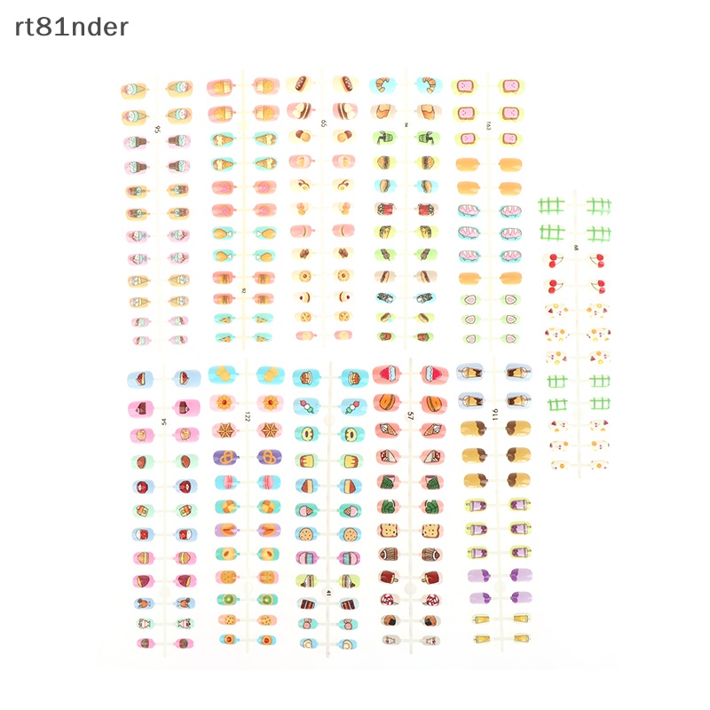 Rt Bộ Móng Tay Giả Họa Tiết Trái Cây Hoạt Hình Nhiều Màu Sắc Có Thể Tháo Rời Cho Bé Gái