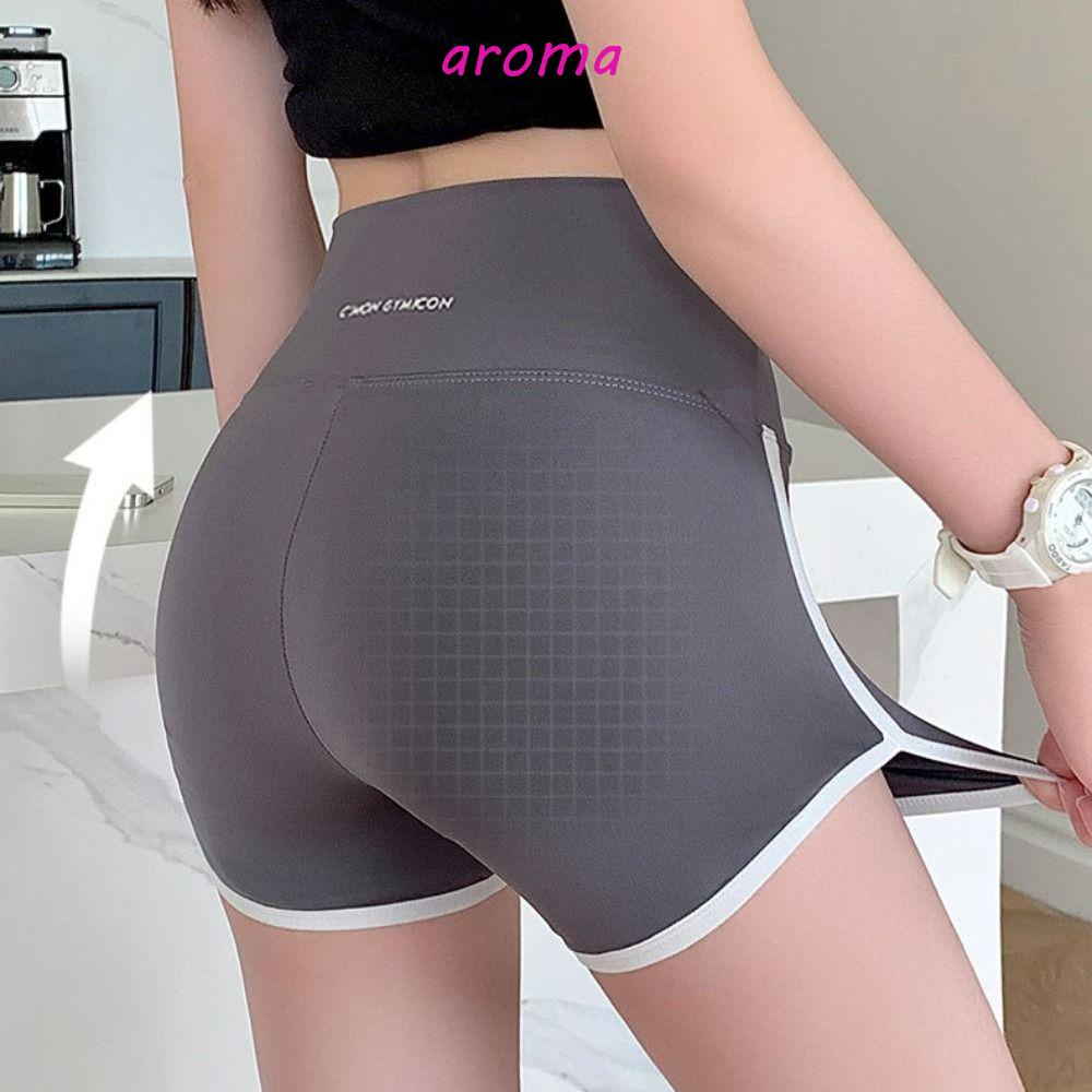 AROMA Quần Short Tập Yoga Không Đường May Màu Sắc Tương Phản Thời Trang Cho Nữ