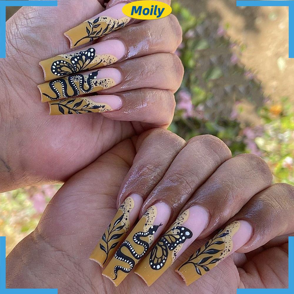 MOILYVN Móng Tay Giả Dài Có Độ Che Phủ Cao Thời Trang Cho Nữ