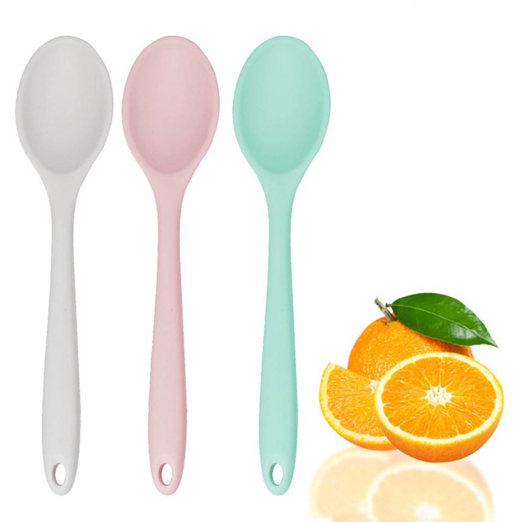 Muỗng Múc Canh Bằng Silicone Cán Dài Linh Hoạt Không Vỡ