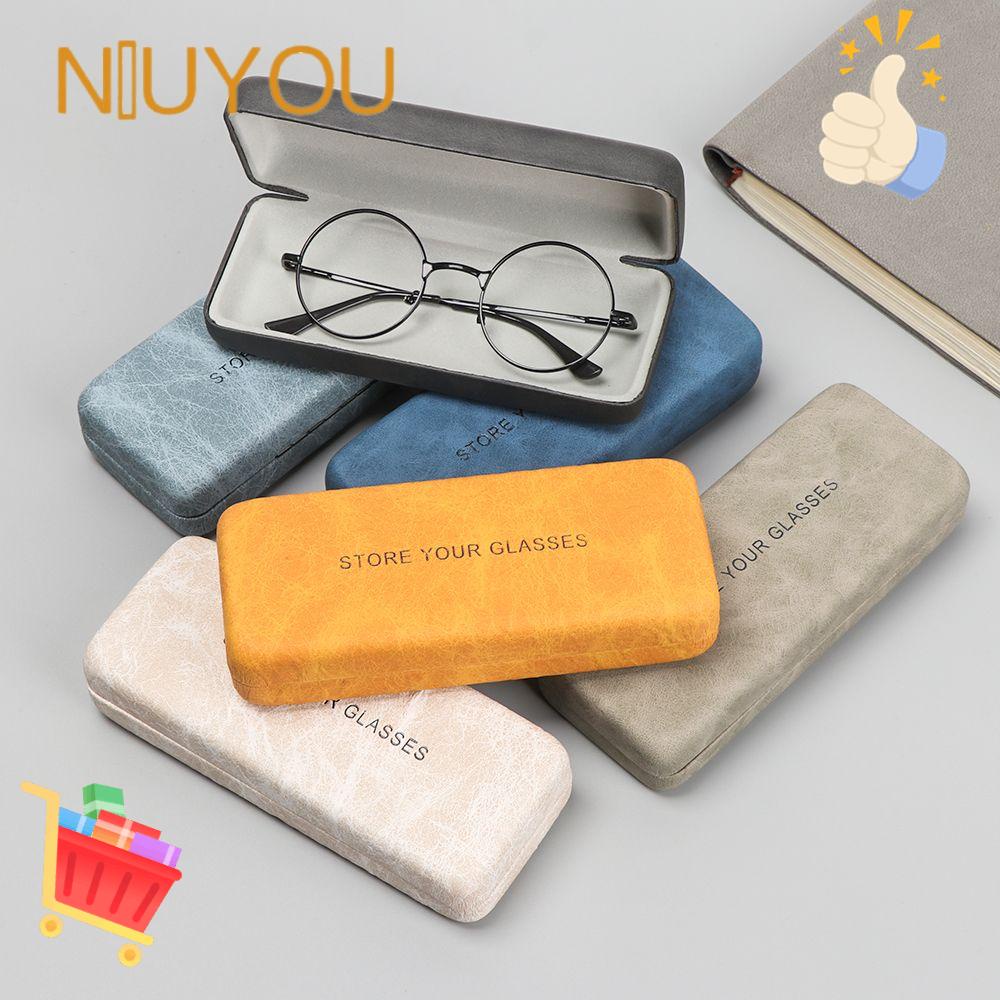 NIUYOU Hộp Đựng Kính Chất Liệu Da Và Thép Thời Trang Ốp