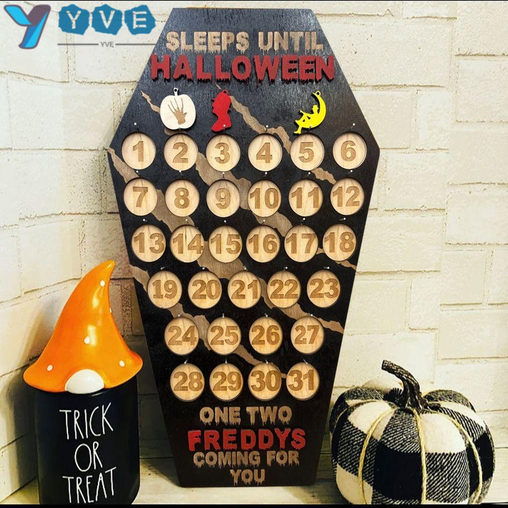 YVE Lịch Đếm Ngược Ngày Halloween Đếm Ngược Bằng Gỗ Có Thể Tháo Rời