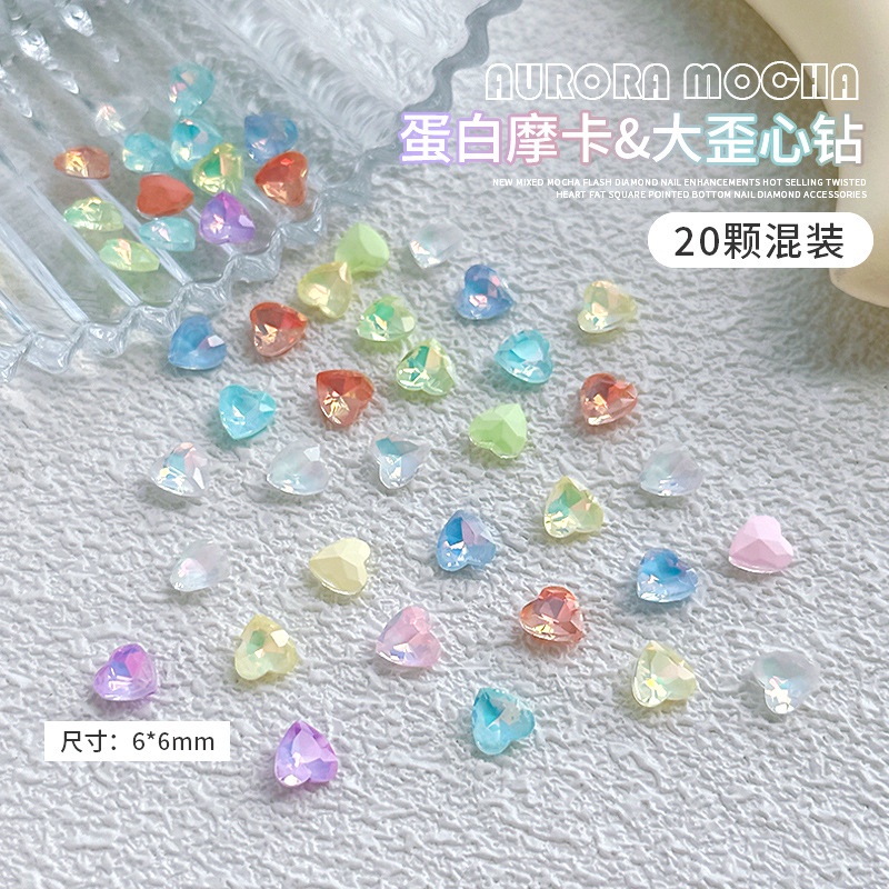Set 20 Phụ Kiện Trang Trí Móng Tay Hình Vuông / Bướm / Pha Lê Siêu Lấp Lánh DIY