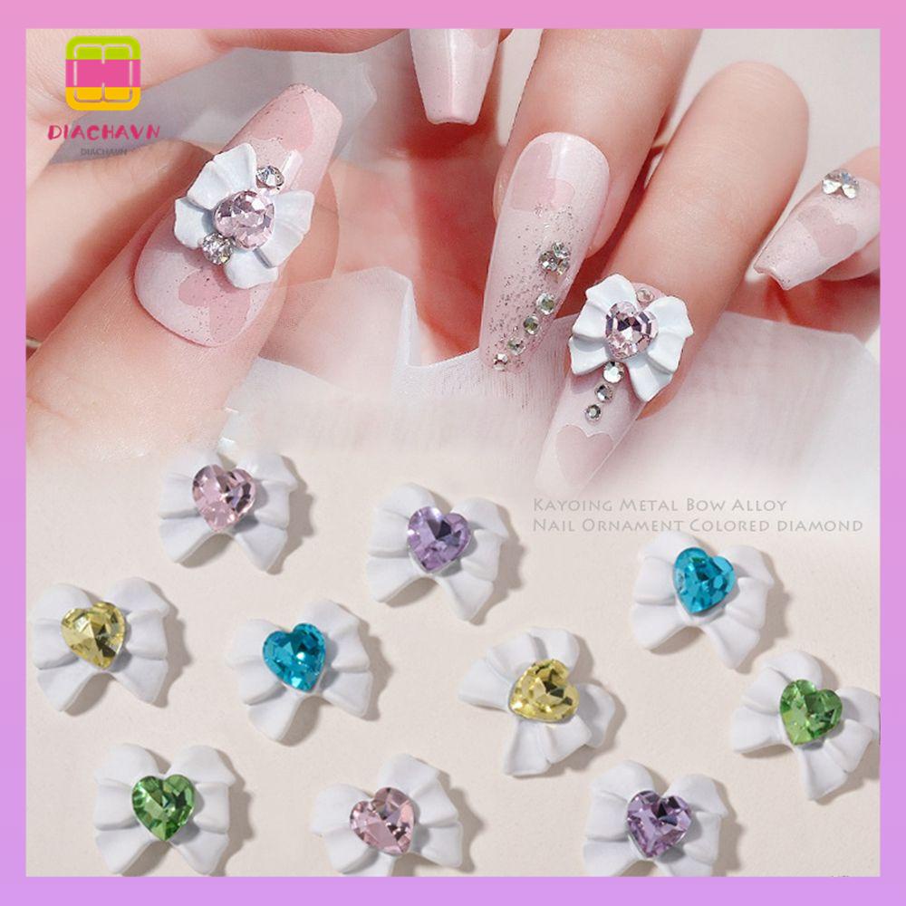 DIACHAVN Set 2 Phụ Kiện Đính Trang Trí Móng Tay / Điện Thoại Hình Nơ DIY