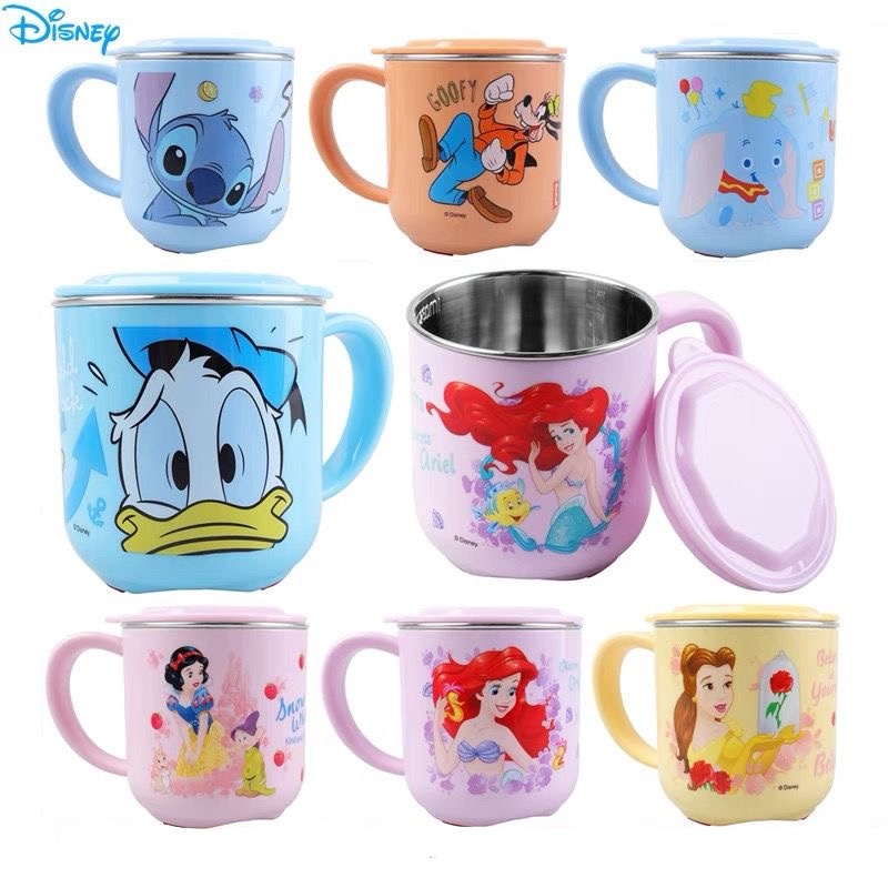 Cốc Uống Sữa Cách Nhiệt Dung Tích 260ml Bằng Thép Không Gỉ Hình Chuột Mickey Hoạt Hình Đáng Yêu Cho Trẻ Em Và Người Lớn