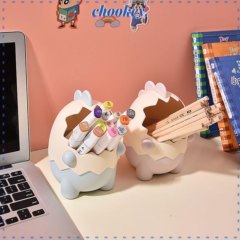 CHOOKEY Hộp Đựng Bút Để Bàn Sức Chứa Lớn Tiết Kiệm Không Gian Hình Khủng Long Hoạt Hình Dễ Thương