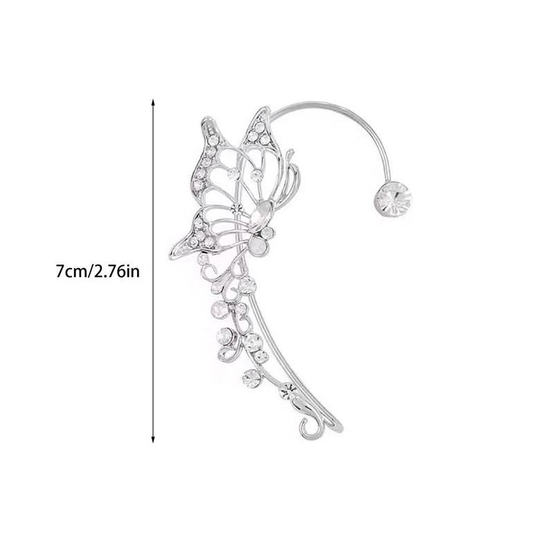 1 Khuyên Kẹp Vành Tai Không Xỏ Lỗ Hình Bướm Đính Đá Zircon Sang Trọng