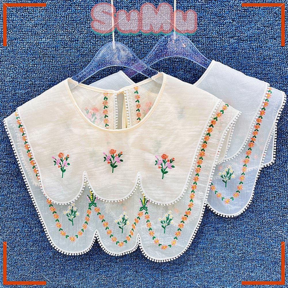 SUMU Cổ Áo Sơ Mi Giả Thêu Ren Có Thể Tháo Rời Thời Trang Cho Nữ