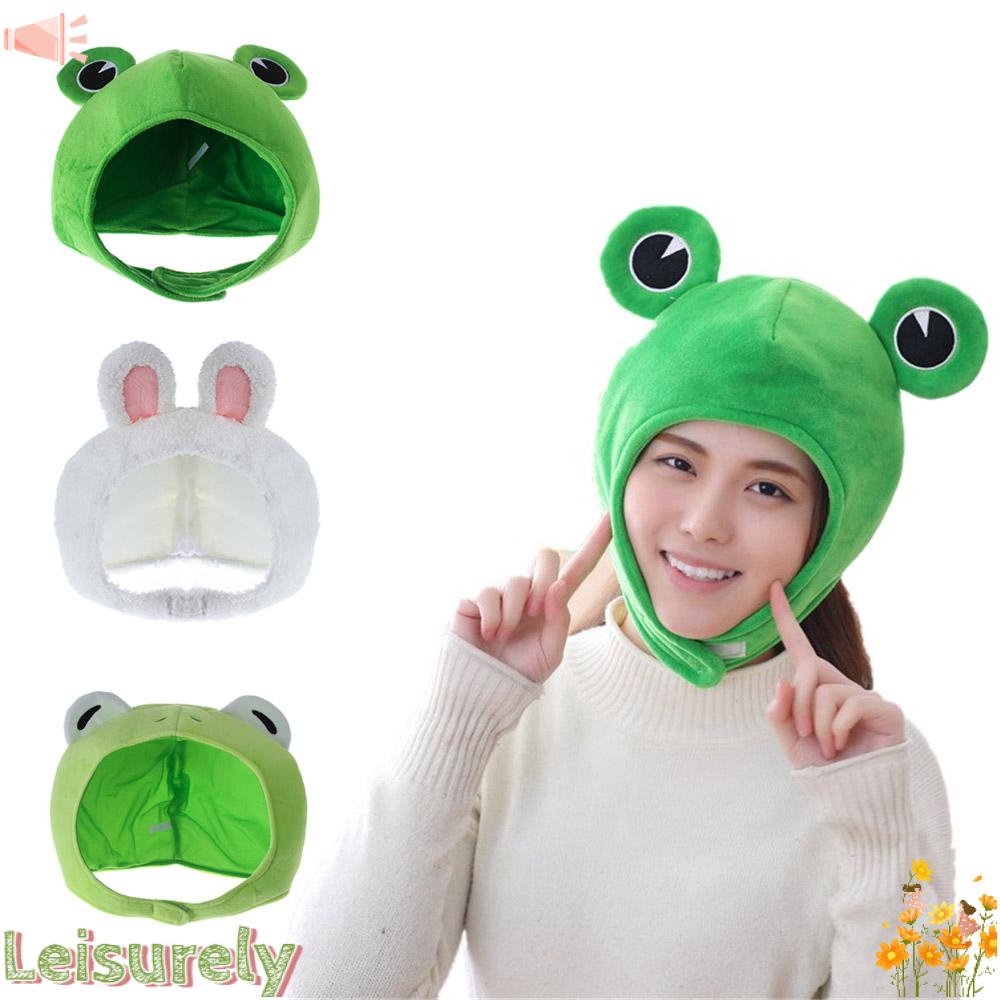 LEILY Mũ Beanie Đính Mắt Ếch / Thỏ Hoạt Hình Màu Xanh Lá Thời Trang Thu Đông Cho Nam Và Nữ