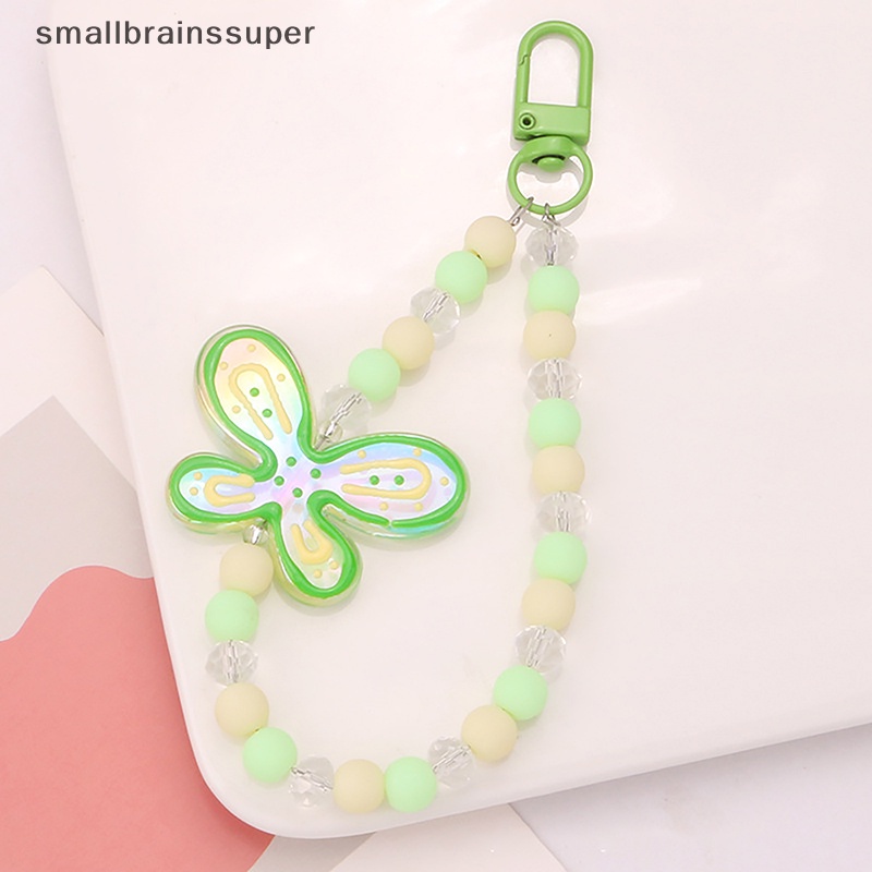 Dây Đeo Điện Thoại / Móc Khóa Bằng Acrylic Màu Kẹo Hình Bướm Dễ Thương SBS
