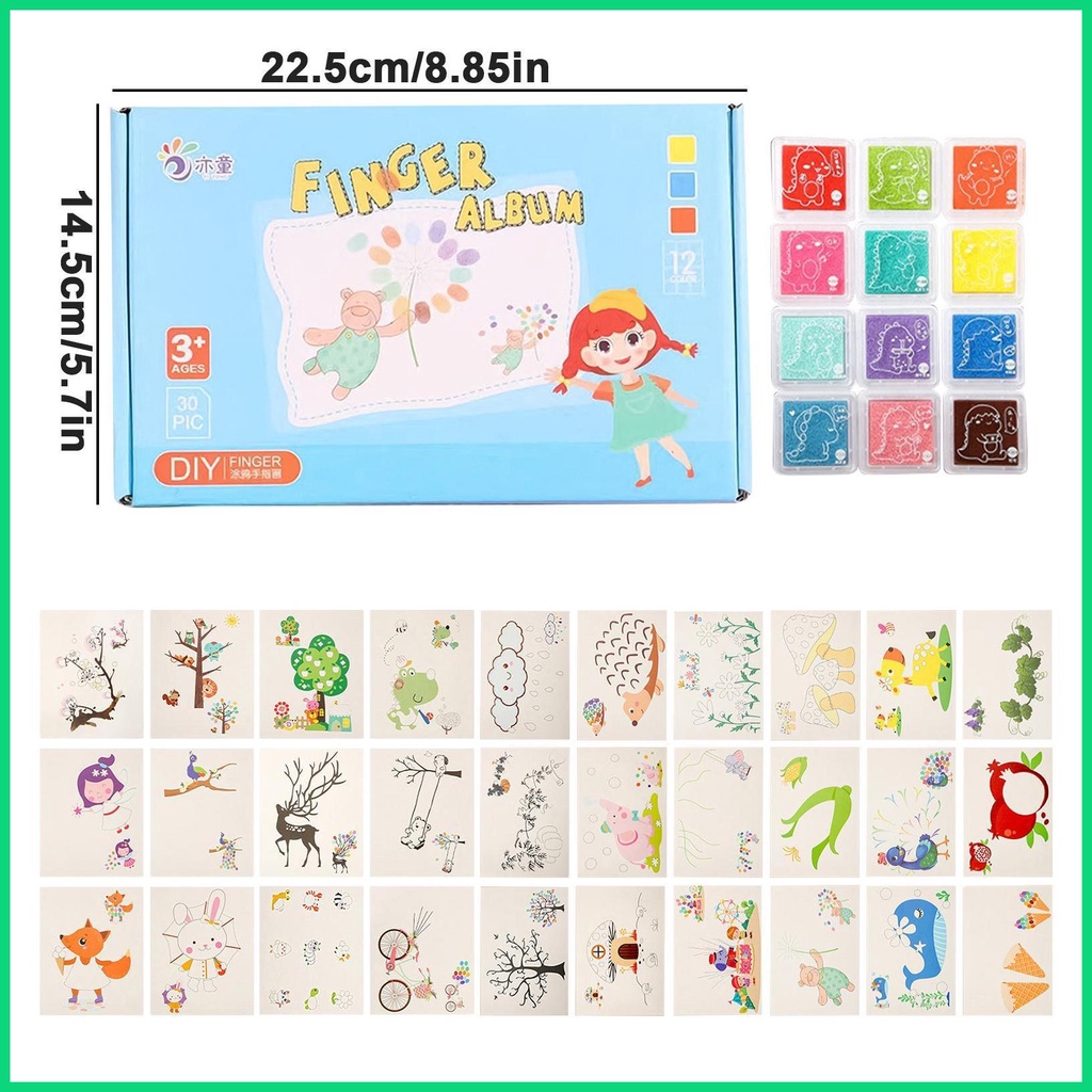 Bộ 30 Tấm 12 / 24 Màu Vẽ Ngón Tay Nghệ Thuật Có Thể Giặt Được Dành Cho Trẻ Em